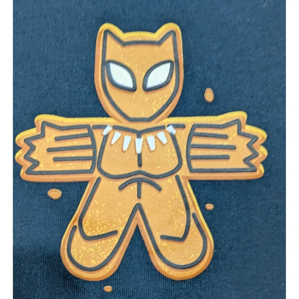 Marvel Gingerbread Men Heroes‎ Graphic T Shirt Navy Blue Size S